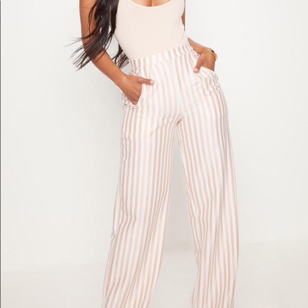 PLT || striped shape high waisted wide leg trouser